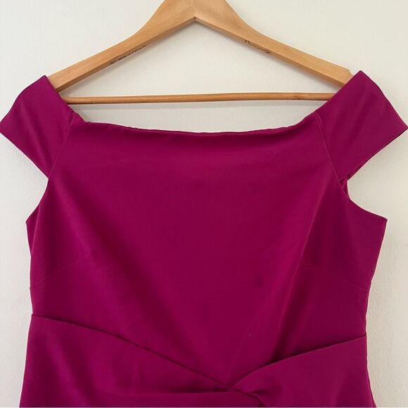 Ralph Lauren Polished Crepe Off The Shoulder Fuchsia Cocktail Dress Size 8, NWT - Picture 3 of 9